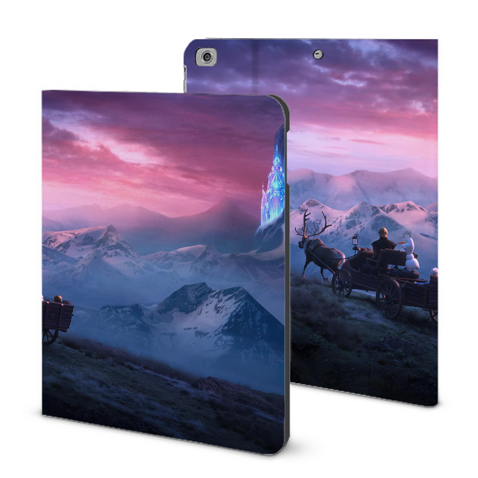 （画像用） アナと雪の女王 アンナ エルサ Frozen Anna Elsa IPad ケース ブック型 PUレザー TPU 耐衝撃 軽量 薄型 ペン収納なし 全面保護 IPad 各モデル対応